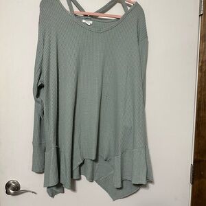 Maurices Sage Green Waffle Knit Hoodie